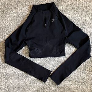 Gymshark Black Long Sleeve Crop Top (open back)